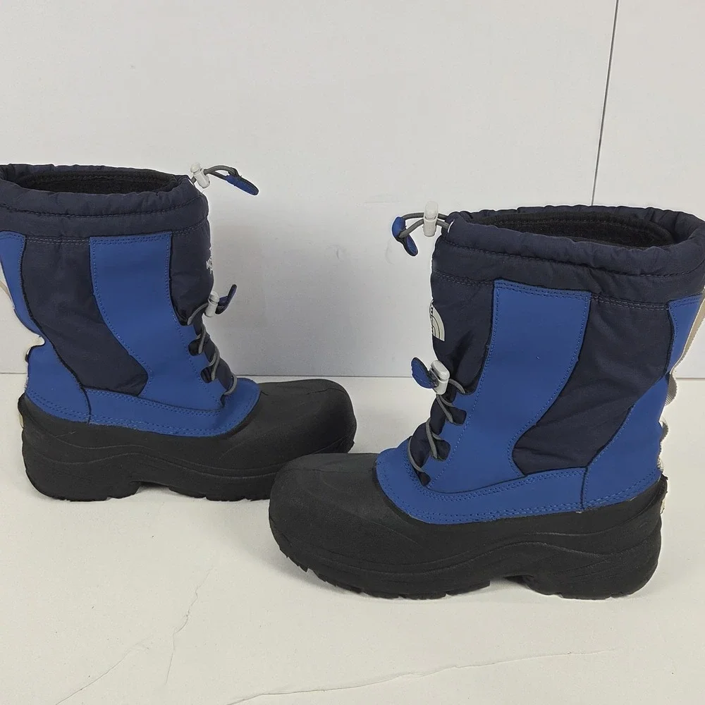 The North Face Boys Snow Boots Blue/Black Drawstring Rubber Sole US 5  EU 37